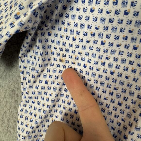 Peter Millar Shirt Mens M Cocktail Print Button Up Short Sleeve Cotton - Picture 3 of 9